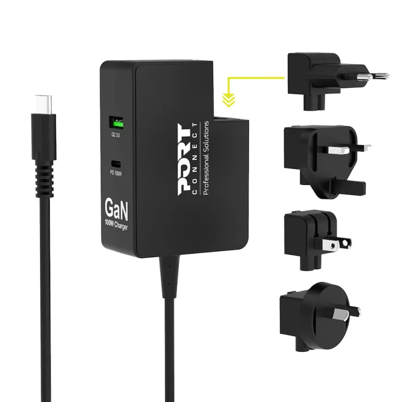 port zidni punjač gan 100w usb-c/a, international - slika 2