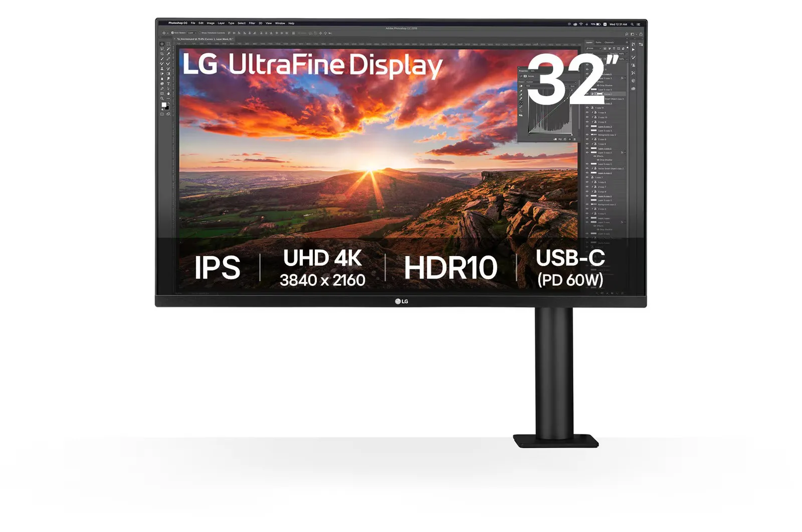 lg 31,5" 32un880p, uhd, hdmi, dp, usb-c, ergo - slika 2