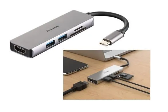 d-link dub-m530 5-u-1 usb-c hub sa hdmi i sd/microsd čitačem kartica - slika 1