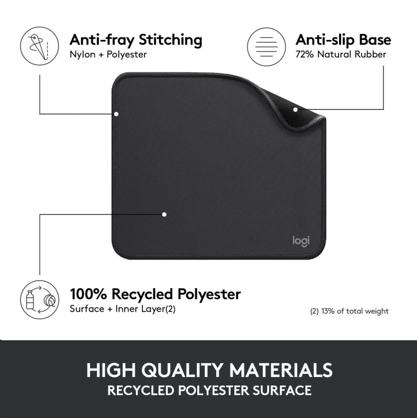 logitech mouse pad studio, crna - slika 3