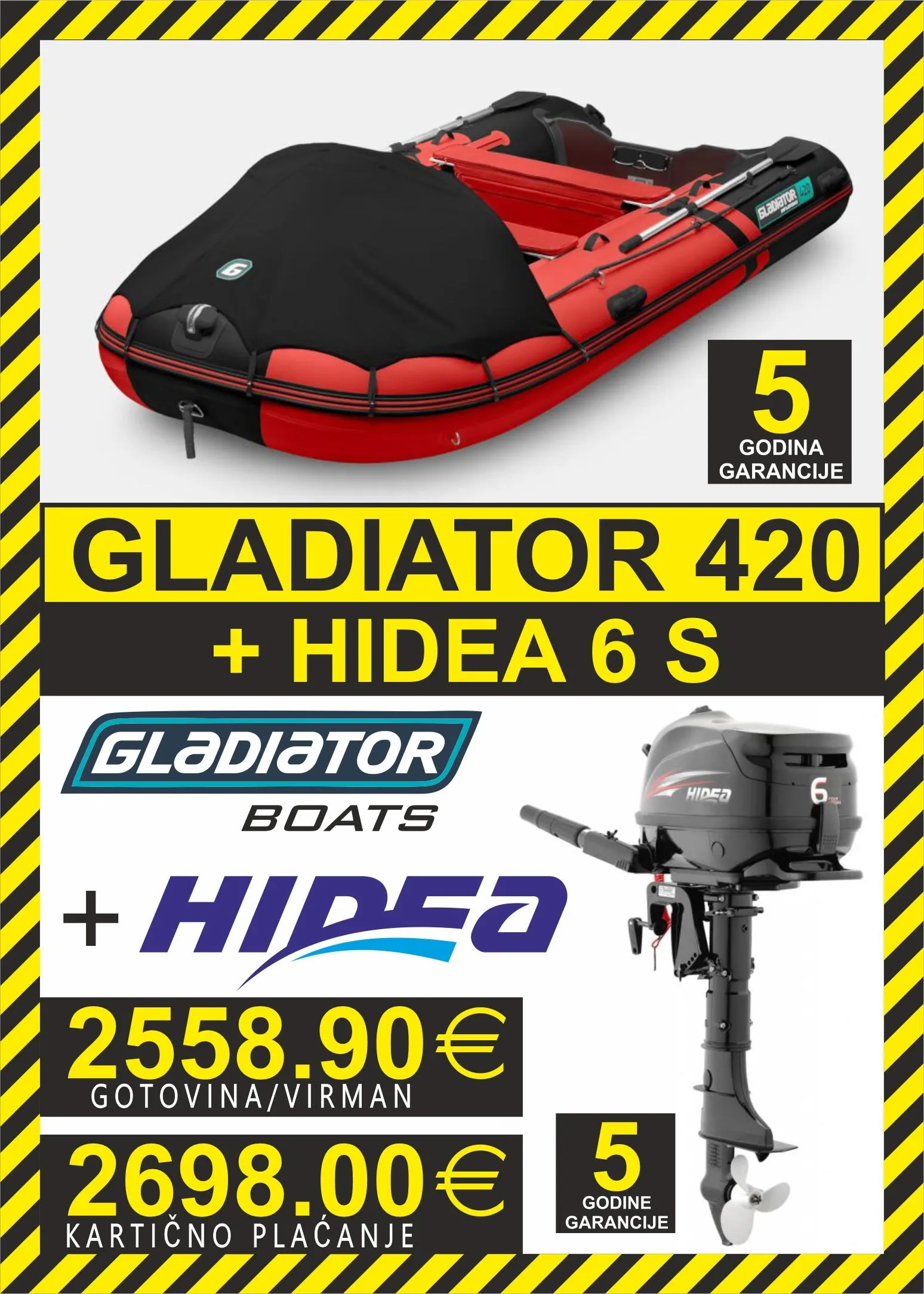 set gumenjak gladiator 420 + motori hidea - slika 2