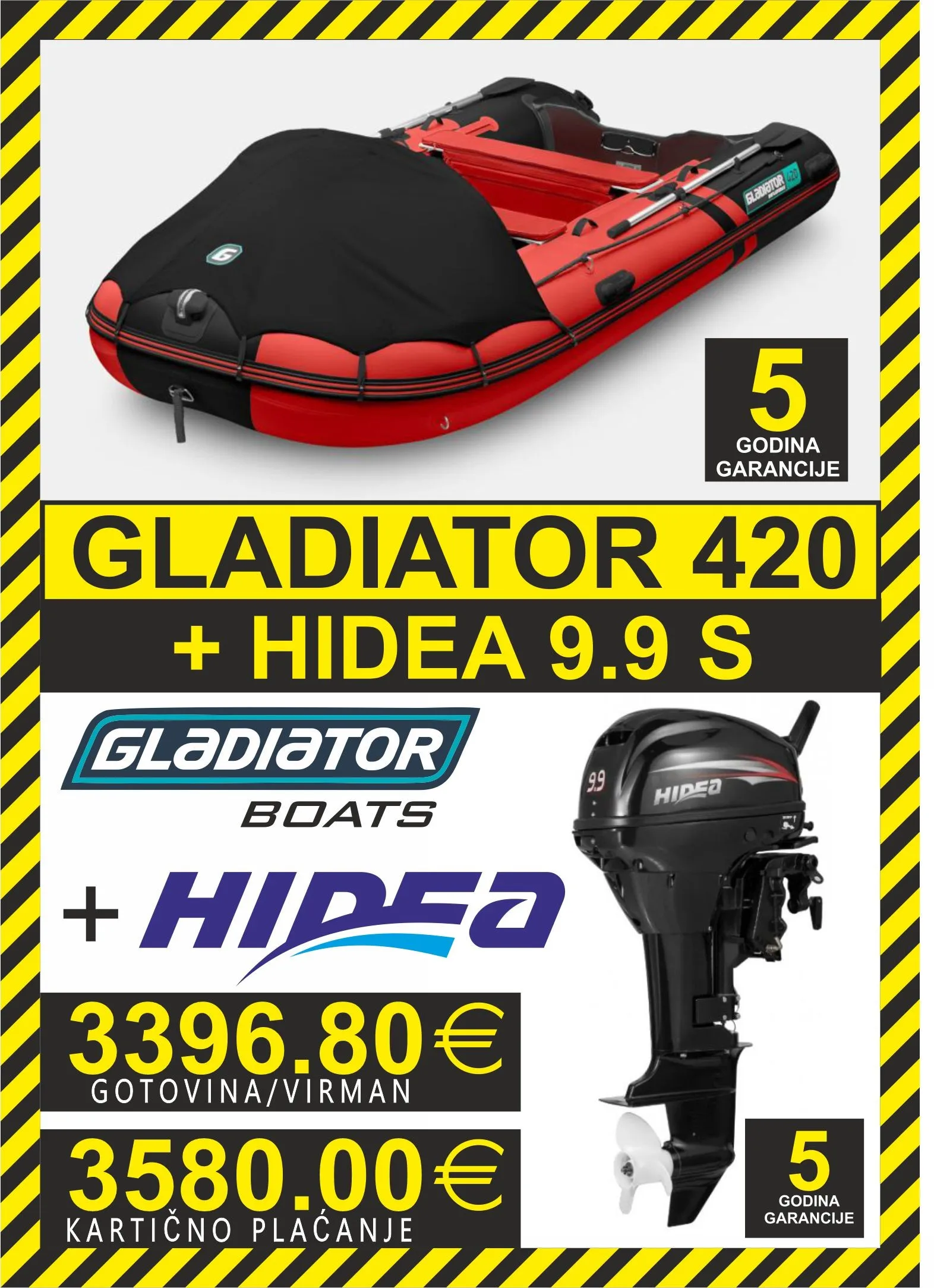 set gumenjak gladiator 420 + motori hidea - slika 7