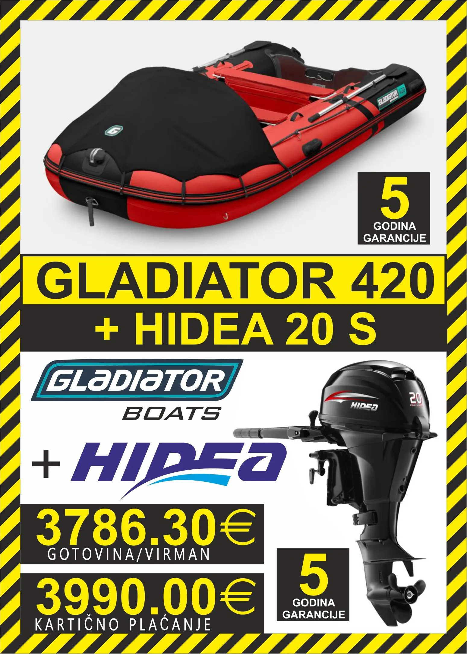 set gumenjak gladiator 420 + motori hidea - slika 11