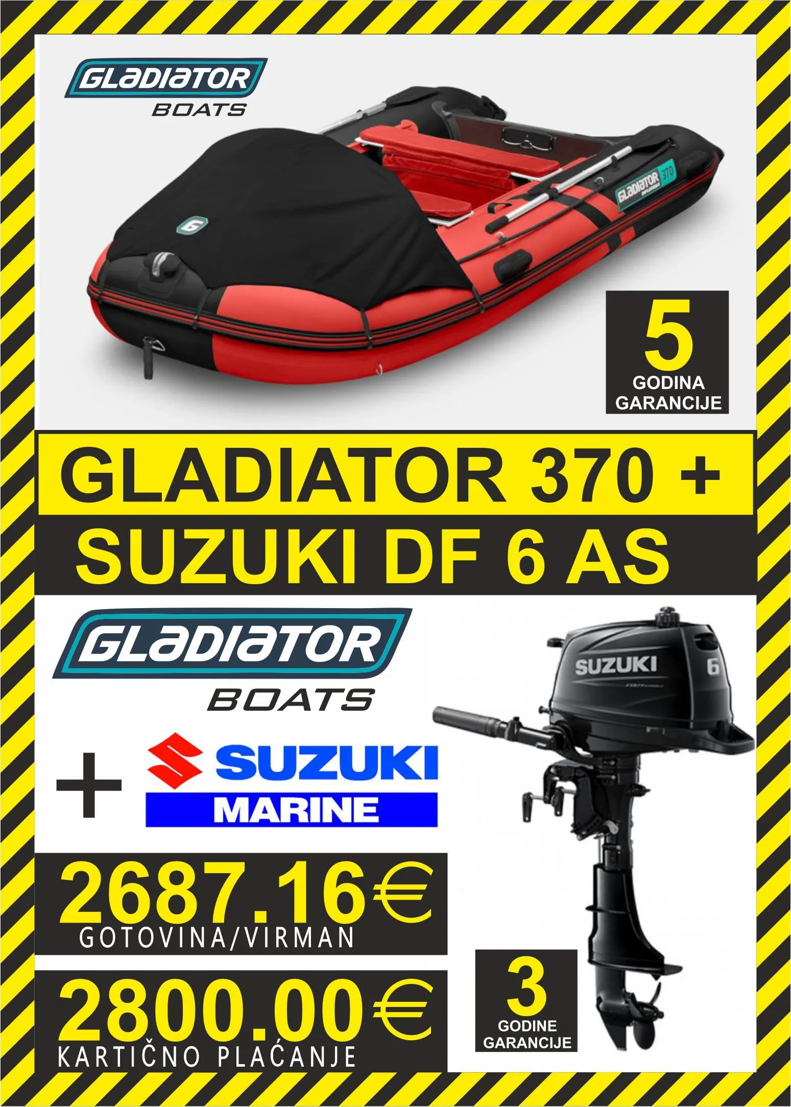 set gumenjak gladiator 370 + motori suzuki - slika 2