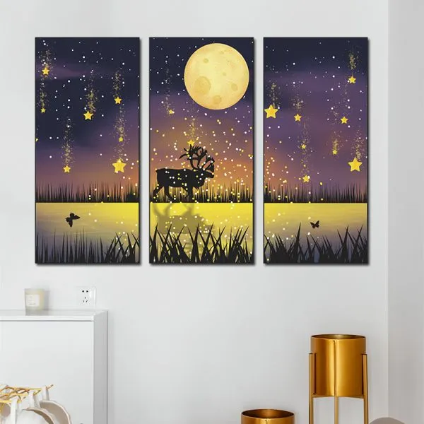 zidna naljepnica u tri dijela deer in the night - slika 4