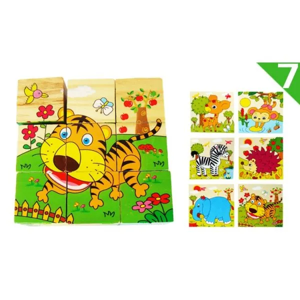 (18 motiva paket) dječje drvene kockice za slaganje - slika 3
