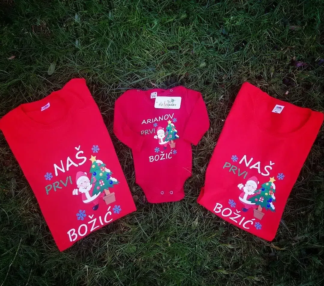 božićni komplet majice i body - slika 2