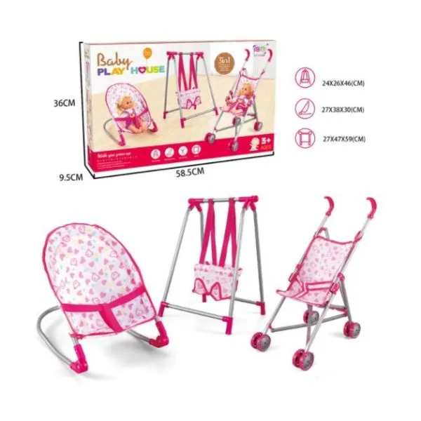 baby play house- 3 u 1 set za igranje za djevojčice - slika 4