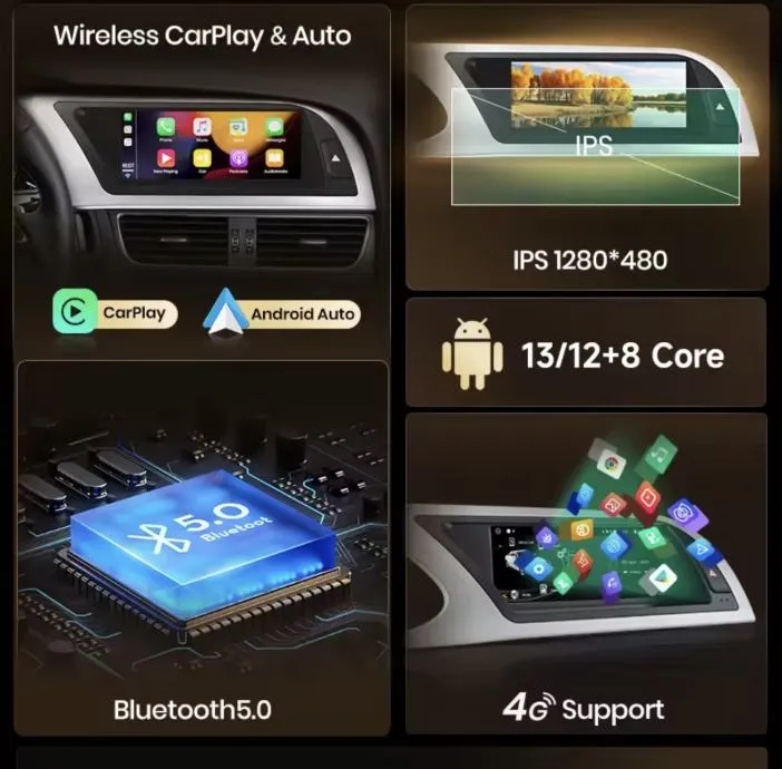 audi a4 a5 q5 b8 carplay original android ekran 2din multimedija kamer - slika 10