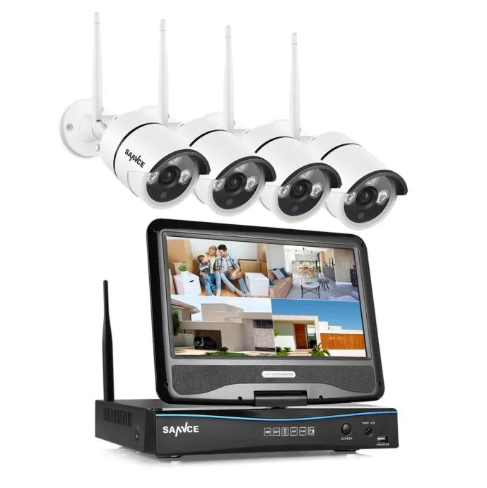 vanjski hd wifi video nadzor 4 kamere s ekranom - slika 1