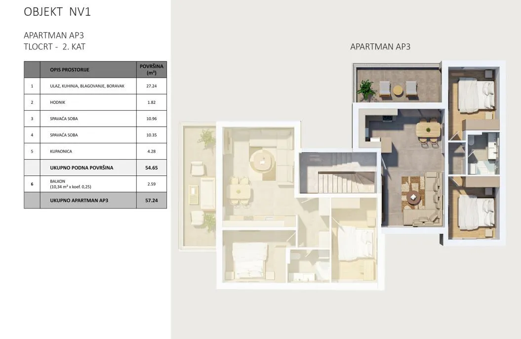 novalja, projekt olive tree, 64.46m2, blizina centra - slika 9