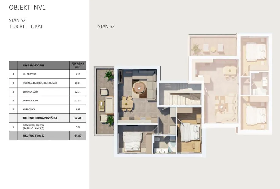 novalja, projekt olive tree, 73.93 m2, blizina centra i gradske plaže - slika 8
