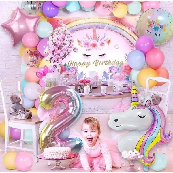 luk od balona - rainbow unicorn (129 balona u setu) - slika 2