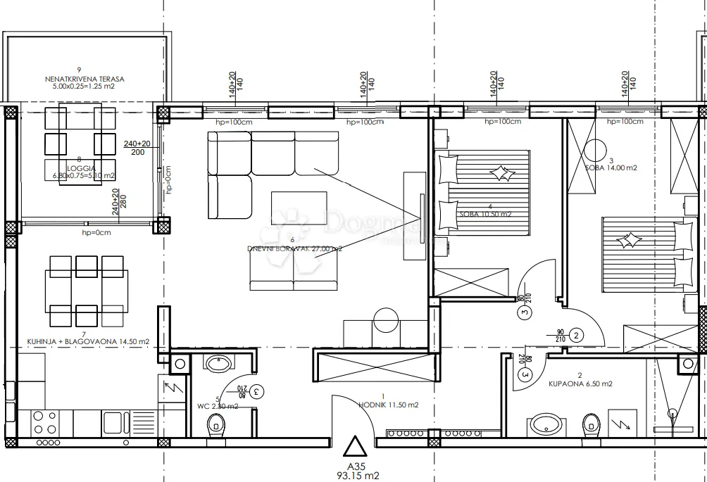novogradnja veli vrh - 4. kat, 93 m2 (a35) - slika 2