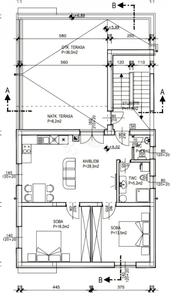 apartman sa krovnom terasom,s4,vir - slika 11