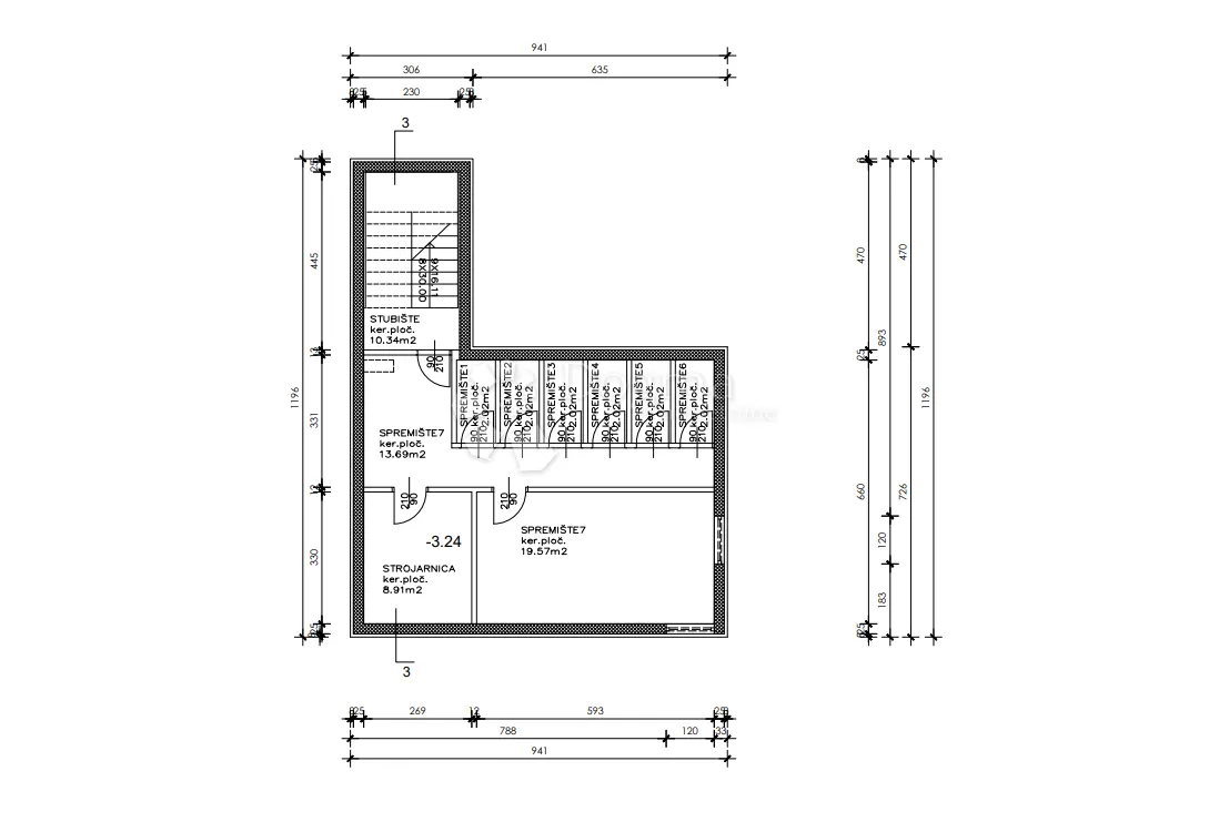 s5 sukošan – trosoban stan 87 m² s terasom i loggiom - slika 15