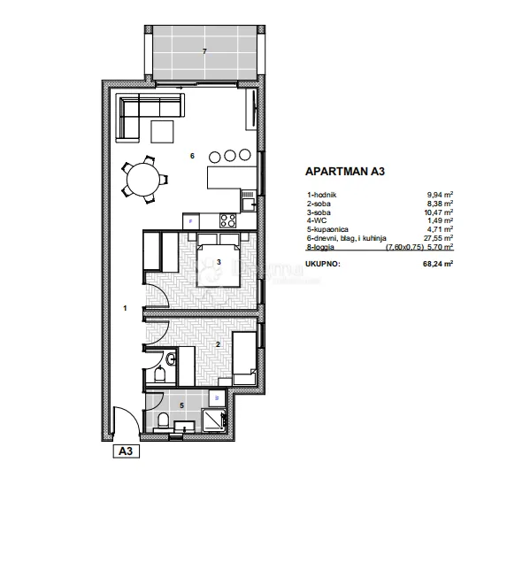 novogradnja, dvosoban stan s pogledom na more (p3-a3) - slika 13