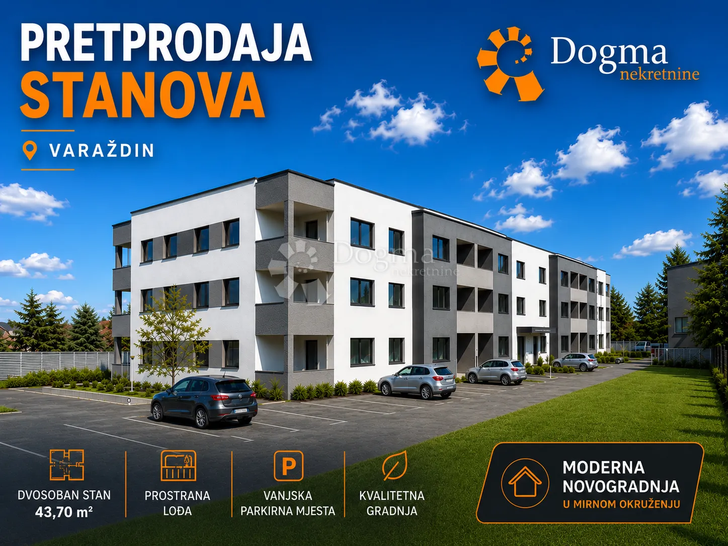 Pretprodaja stanova – moderan stan u prizemlju novogradnje, Varaždin | 39,50 m² + loggia