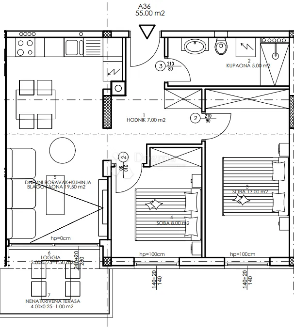 novogradnja veli vrh - 4. kat, 55 m2 (a36) - slika 2