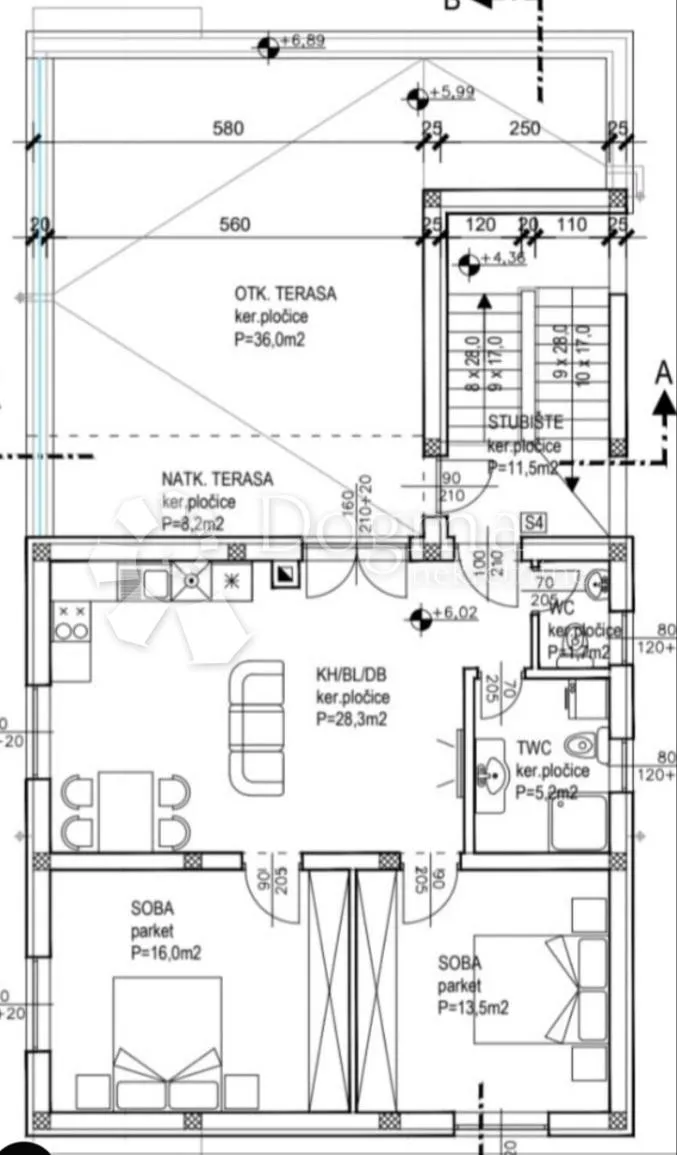 apartman sa krovnom terasom,s4,vir - slika 2