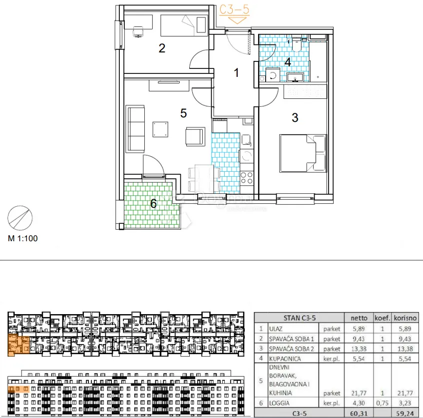 velika gorica, novogradnja, trosoban stan 59.24 m2, 3.kat - slika 13