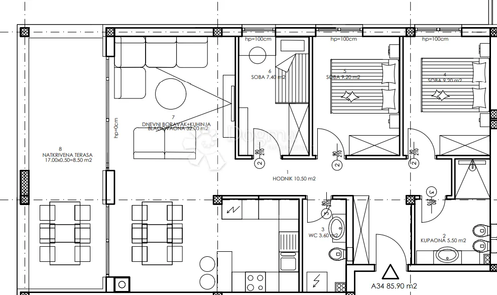 novogradnja veli vrh - 4. kat, 86 m2 (a34) - slika 3