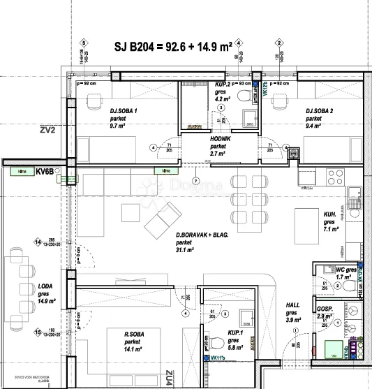 moderan četverosoban stan u novogradnji, 2. kat, čakovec | 92,6 m² + 14,9 m² lođa - slika 6