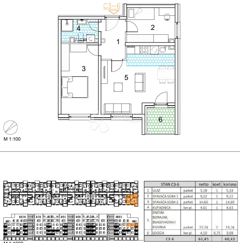 velika gorica, novogradnja, trosoban stan 60.43 m2, 3.kat - slika 13