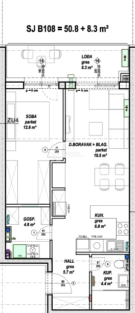 moderan 2-sobni stan 50,8 m² s lođom (8,3 m²) – novogradnja - slika 6