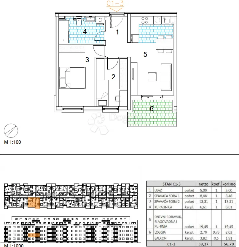 velika gorica, novogradnja, trosoban stan 56.79 m2, 1.kat - slika 13