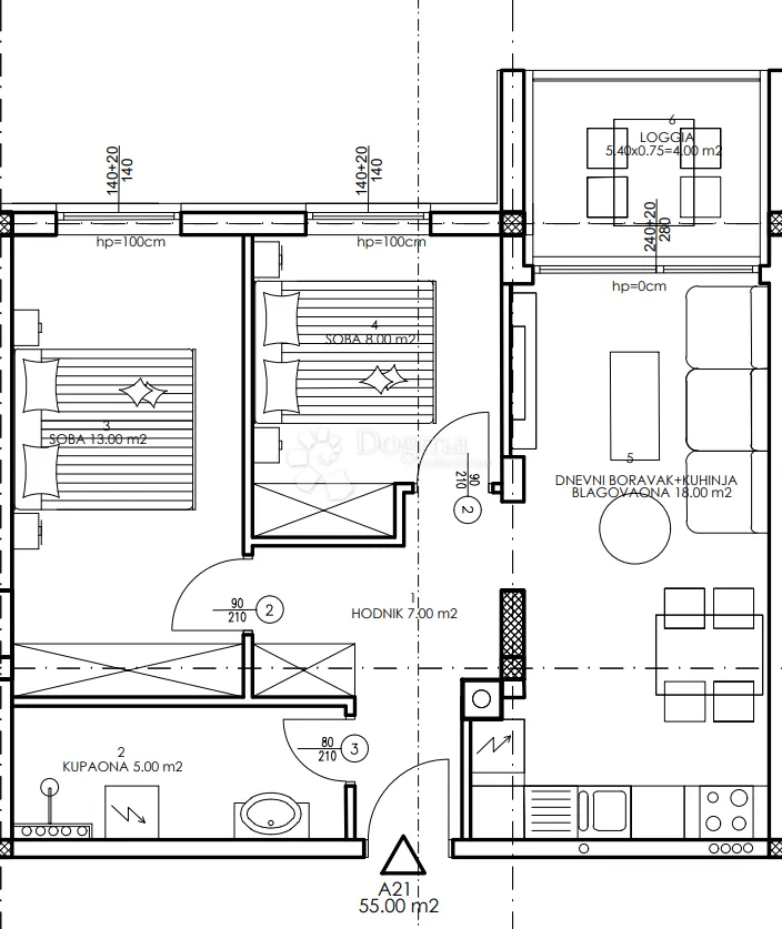 novogradnja veli vrh - 2. kat, 55 m2 (a21) - slika 3