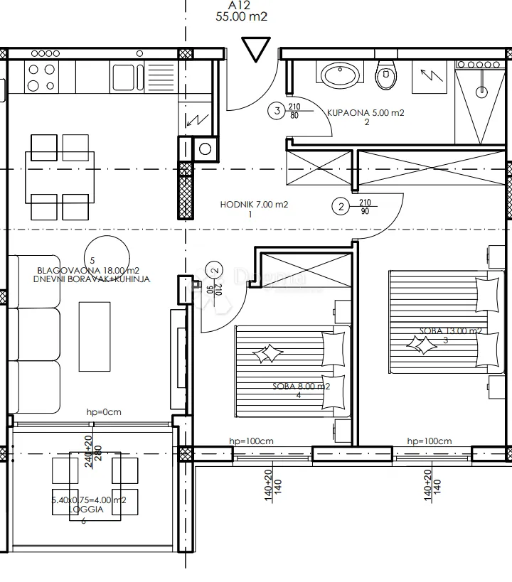 novogradnja veli vrh - 1. kat, 55 m2 (a12) - slika 2