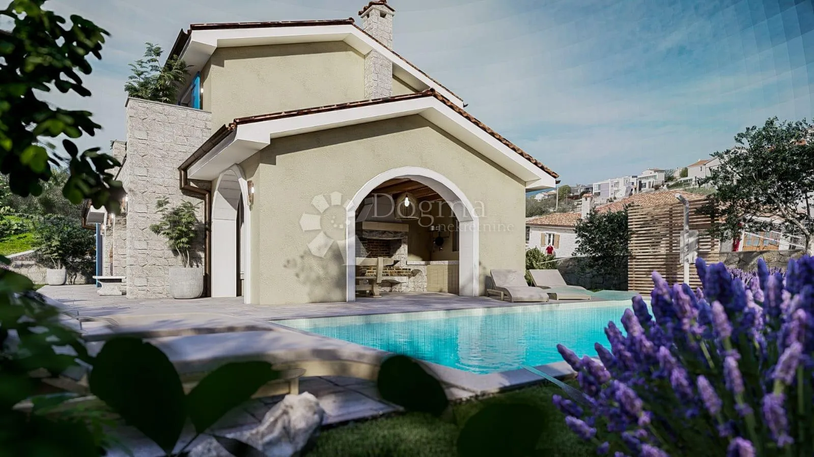 okolica krka - novogradnja u mediteranskom stilu s bazenom - slika 2
