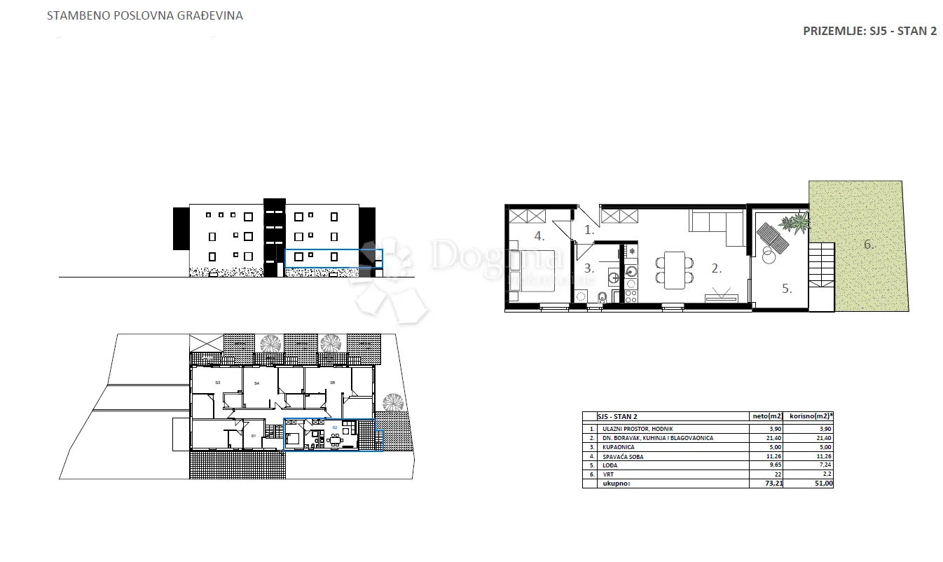 novogradnja vodice - sj 5, stan 2 - 51 m² - slika 2