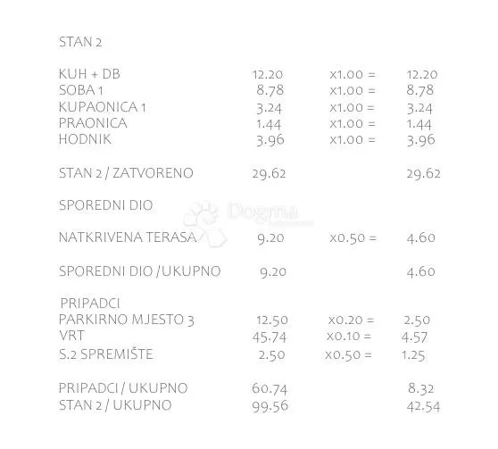pakoštane - s2 prizemlje s vrtom površine 45,74m2 - slika 3