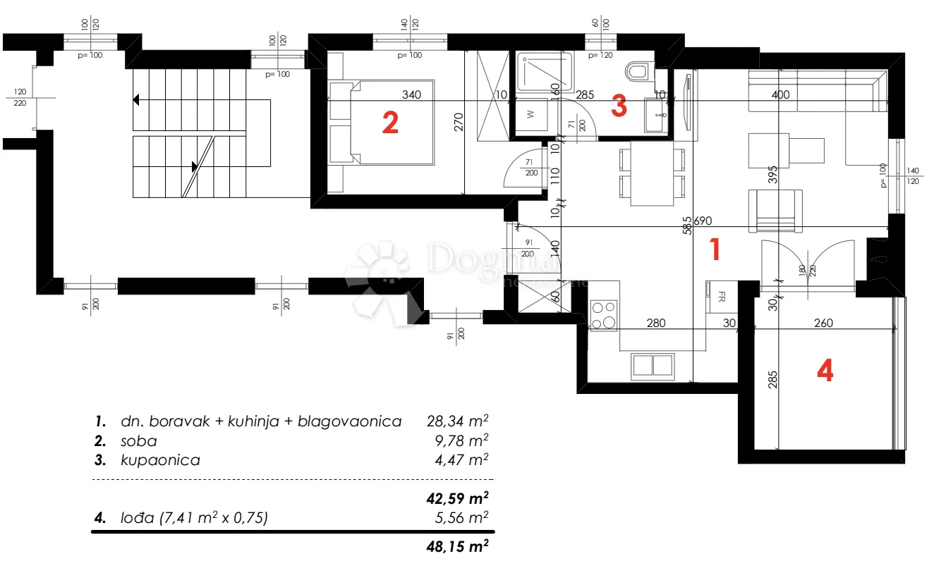 makarska | t2 | stan s20 | jednosoban stan i 4.kat - slika 16