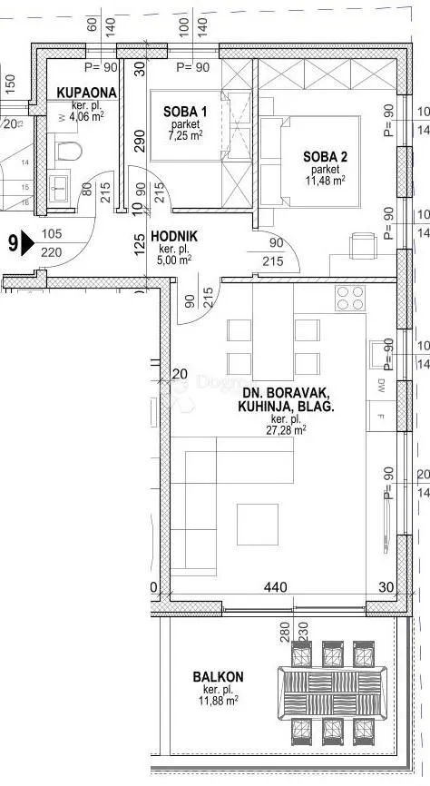 povljana, pag - manji dvosobni stan s9 u novogradnji - slika 7