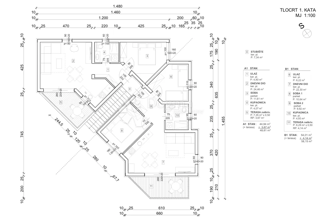 prodaja apartmana a1 – maslenica – 48,61 m² - slika 8