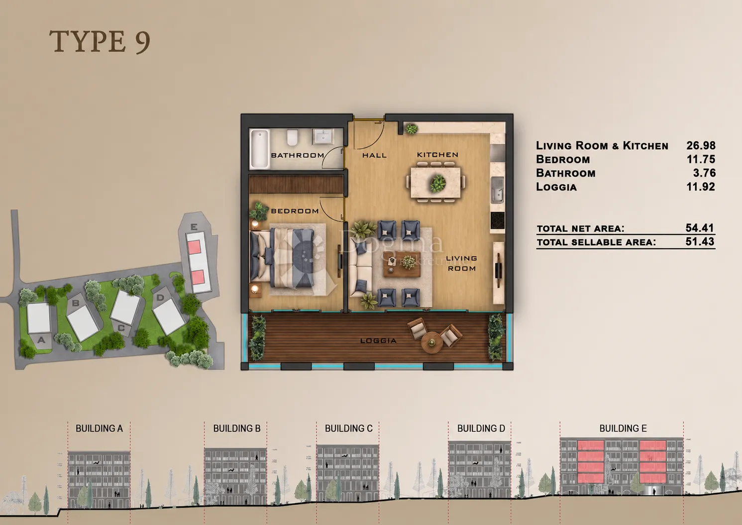 novogradnja, jednosoban stan, 51.43 m², 2. kat (9-e11) - slika 9