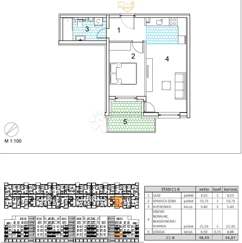 velika gorica, novogradnja, dvosoban stan 46.87 m2, 1.kat - slika 14
