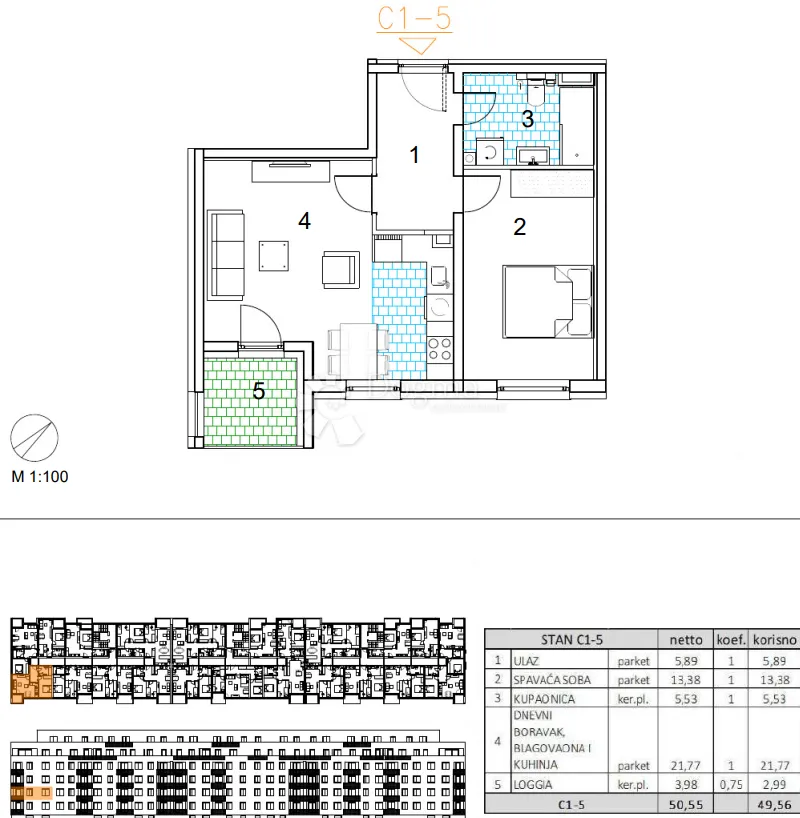 velika gorica, novogradnja, dvosoban stan 49.56 m2, 1.kat - slika 13