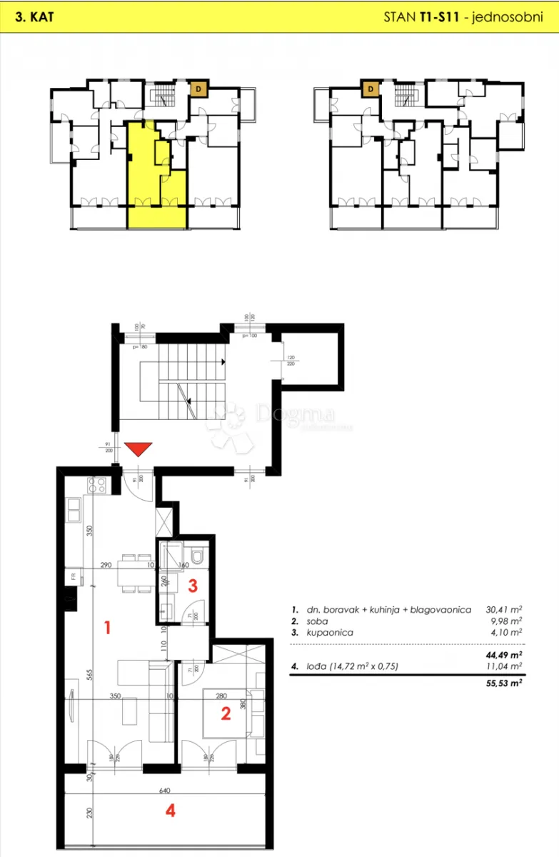makarska | t1 | stan s10 | trosobni stan i 3.kat - slika 23