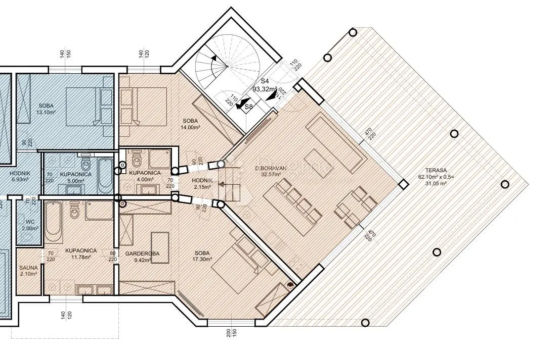 pakoštane - s4 prizemlje s vrtom površine 190m2 i jacuzzijem - slika 2
