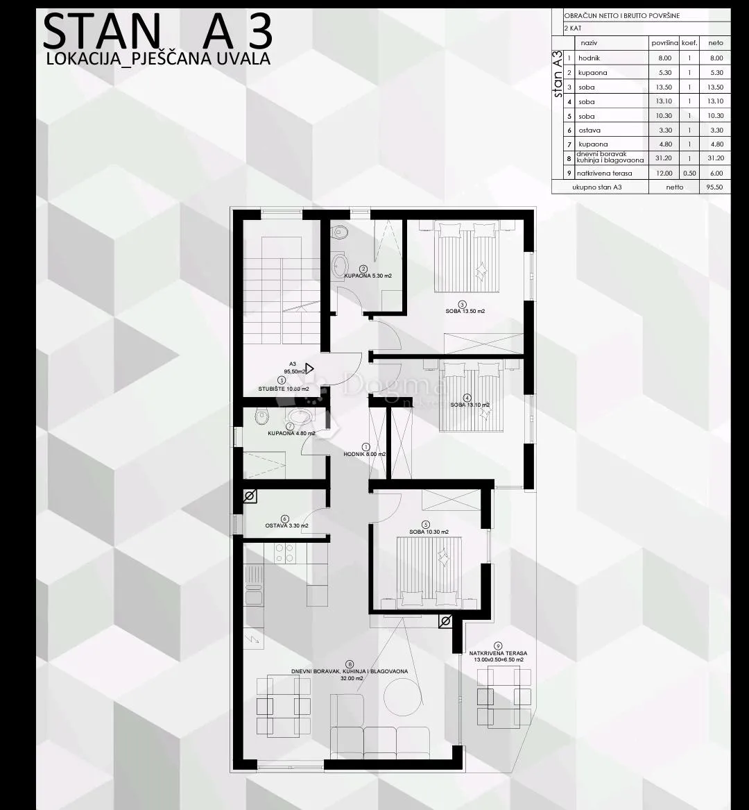 luksuzni stanovi pješčana uvala stan a3 (zgrada b) - slika 14
