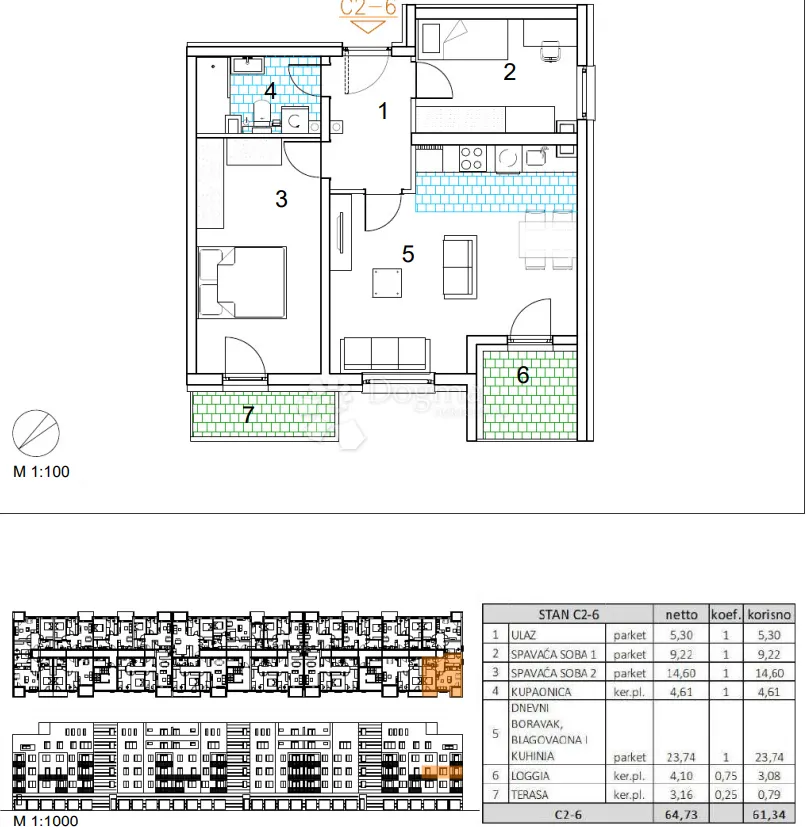 velika gorica, novogradnja, trosoban stan 61.34 m2, 2.kat - slika 14