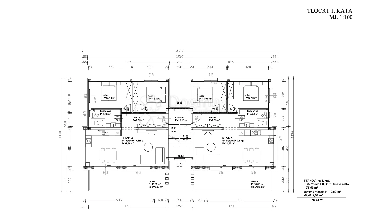 stan na prvom katu – 200m od mora, sukošan s3 - slika 10