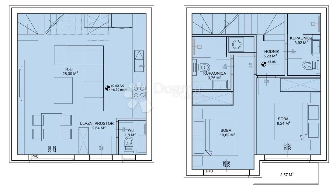 sv. petar na moru - s3 luksuzan dvoetažni stan s vrtom 76,02m2 - slika 12