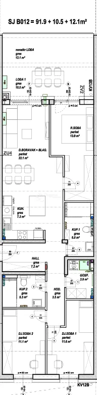 čakovec – novogradnja! stan 91,9 m² u prizemlju, 3 spavaće sobe, 2 kupaonice + lođa - slika 6