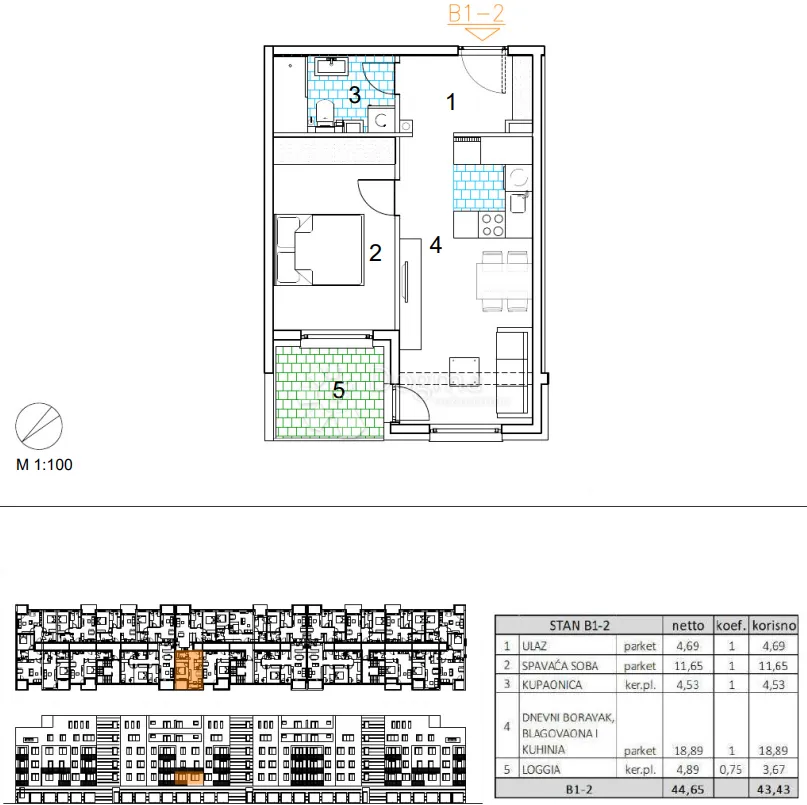 velika gorica, novogradnja, dvosoban stan 43.43 m2, 1.kat - slika 13