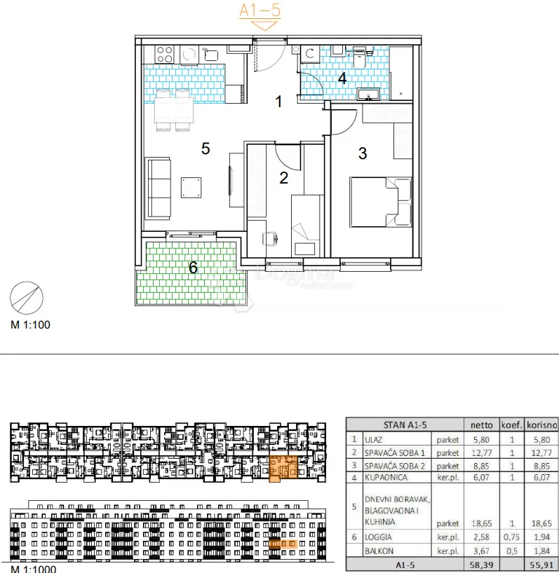 velika gorica, novogradnja, trosoban stan 55.91 m2, 1.kat - slika 13